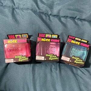 3-NeeDoh Nice Cube Super Solid Squish Trio - Pink, Purple, Blue